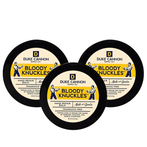 Duke Cannon Supply Co. Bloody Knuckles Hand Repair Balm 3-Pack ? 5 oz Unscented Hand Cream for Workers Fighters and Athletes ? Heavy Duty Moisturizer for Dry Cracked Hands