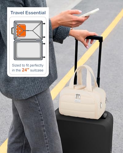 TOPDesign Travel Toiletry Bag for Women, Large Puffer Makeup Organizer
