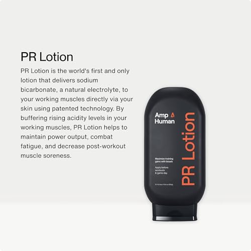 Amp Human PR Lotion, Performance & Recovery Bicarb Sports Lotion, Informed Sport Certified, Natural Electrolyte Sodium Bicarbonate (300 g Bottle)