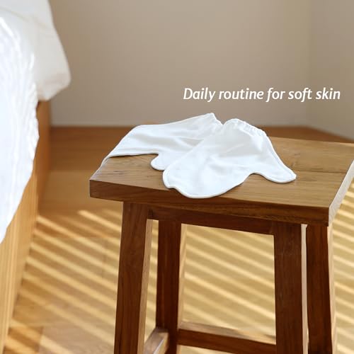 Manu&Pod Medium 3 Pairs Overnight Cotton Mitten Gloves for Dry Hands, Eczema & Psoriasis l Moisturizing Gloves for Women & Men l Wristband, White