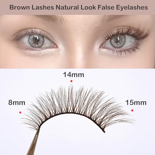 Brown Lashes Natural Look Strip Brown Eyelashes 10 Pairs MUQIU37 False Eyelashes 3D Mink Dramatic Volume Cross Fake Lashes Makeup Tools Eyelash Extension (MQ617)