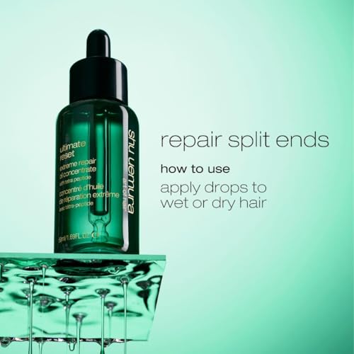 Shu Uemura Art of Hair Ultimate Reset Extreme Repair Oil Concentrate - Lightweight Oil, Seals Split Ends, Amplifies Shine, Repairs extremely Damaged Hair, 1.7 Fl Oz