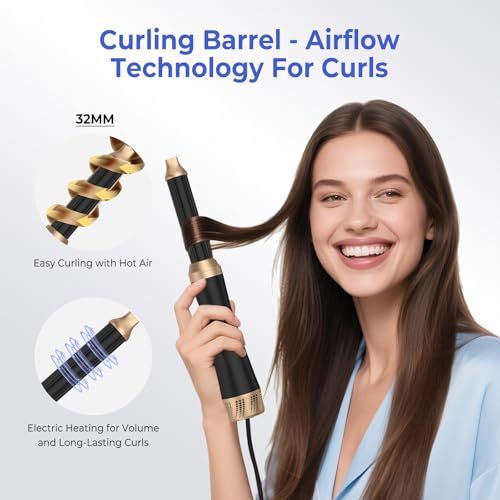 5-in-1 Hair Dryer Brush with Ionic Technology & Curler Attachments