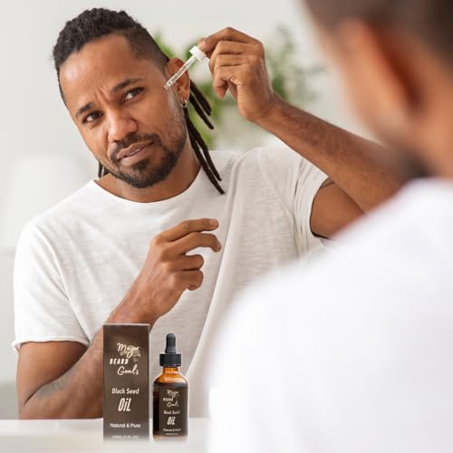 Black Seed Beard Oil for Men - 100% Cold Pressed Black Cumin Seed Oil for Beard Growth, Strengthens, Conditions, and Hydrates - Hair, Beard, and Mustache Oil for Dry Skin - 2oz