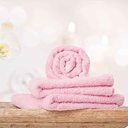Yoofoss Washcloths Towel Set 10 Pack Baby Rayon Derived from Bamboo Wash Cloth for Bathroom-Hotel-Spa-Kitchen Multi-Purpose Fingertip Towels and Face Cloths 10'' x 10'' - Pink