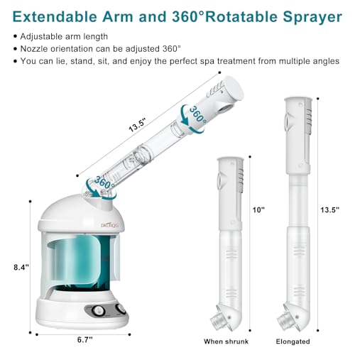Facial Steamer, Nano Ionic Face Steamer for Facial Deep Cleaning Portable Ozone Steamer with Extendable 360¡Æ Rotating Arm, Humidifier for Home Salon Spa or Personal Care (Blue)