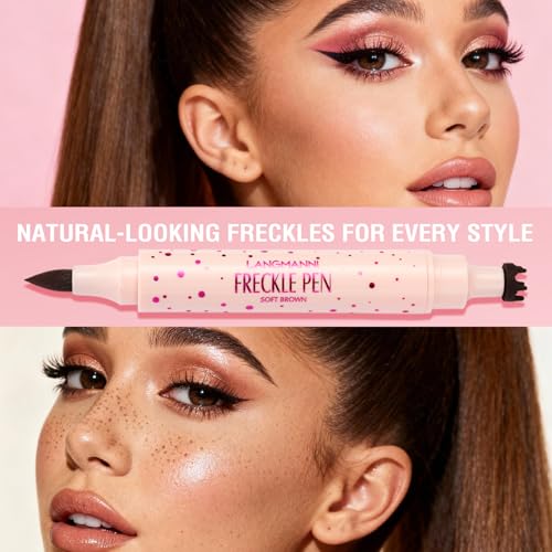 Jolilab Freckle Pen 3-in-1: Dual-Ended Stamp & Precision Tip (Eyeliner/Brow Pencil), 2 Shades Soft Brown/Dark Brown, Waterproof Long-Lasting Smudge-Proof Compact On-the-Go Makeup(SOFT&DARK)