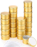 Patelai 36 Pcs 4 oz Metal Tin Cans with Screw Lids & Stickers