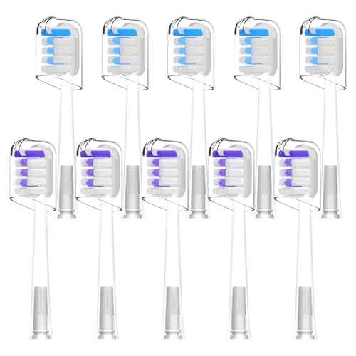 Toothbrush Heads Replacement Compatible with Laifen Wave Electric Toothbrush, Super Clean and Whitening - Transparent, 10 Pack