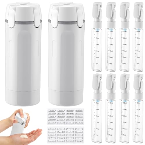 Domensi 2 Pack Travel Dispenser – 4-in-1 Refillable 30ml Bottles