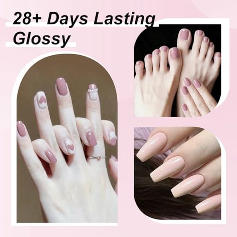 DouborQ 6 Colors Pink Nude Nail Polish Set - Long-lasting Manicure