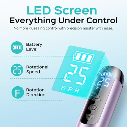 Cordless Nail Drill with LED Screen & 25 Speeds - Manicure & Pedicure Kit