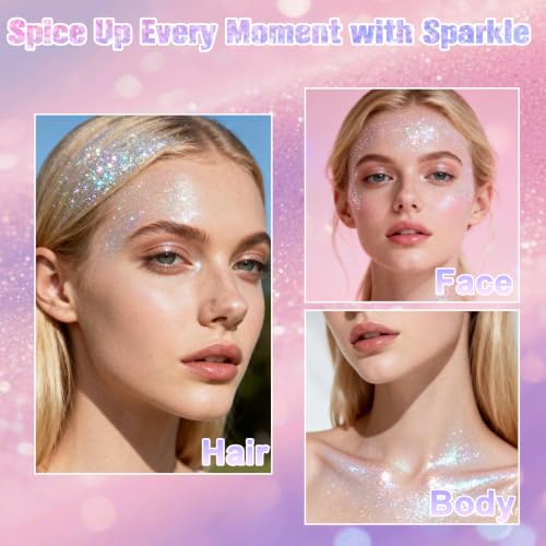 Iridescent Body & Hair Glitter Stick Waterproof Holographic Sparkle for Festivals & Performances