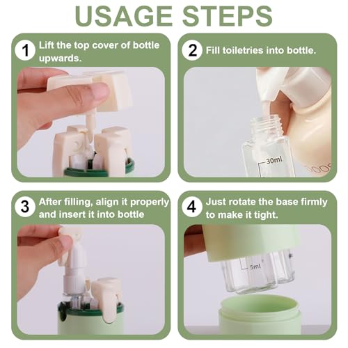 Winb 4-in-1 Travel Dispenser Set, 30ml Leak-Proof Bottles