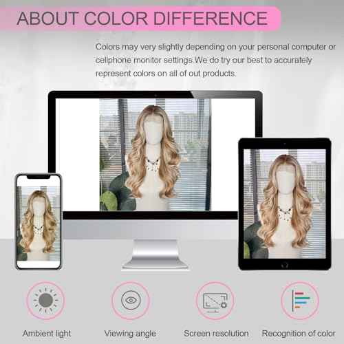 SAPPHIREWIGS 13x4 Blonde Lace Front Wig for Women Body Wave Highlight Honey Blonde Synthetic Pre Layered Wigs Heat Resistant Fiber Gluesless Wig for Daily Party Use 20 inch