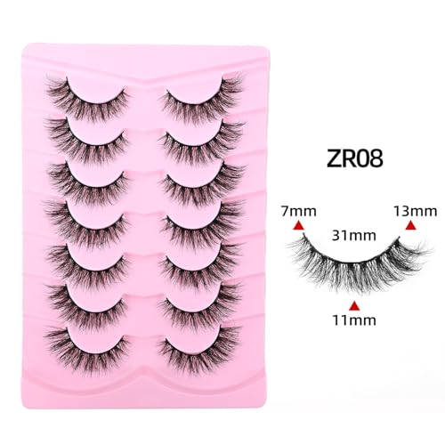 7 Pairs Dramatic Fluffy False Eyelashes 7-13mm Black Band