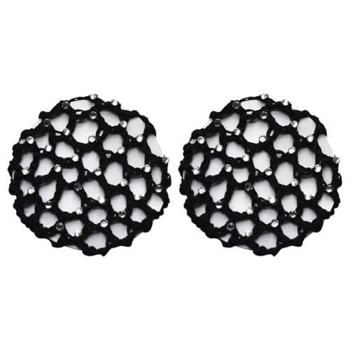 Women Handmade Crochet Bun Cover 2 Pack with Pearl Decor for Ballet & Hair Styling