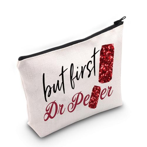 Funny Drinks Lover Makeup Bag But First Drink Zipper Pouch Gift for Friends & Family (But D r)