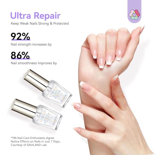 SAVILAND 3-in-1 Nail Strengthener Kit with Vitamin E & Castor Oil for Damaged Nails Repair, Growth & Nourishment
