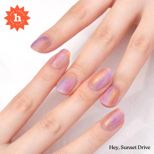 Heyhae Semi Cured Gel Nail Strips - Pink Marble Sunset Drive (28 Pack)