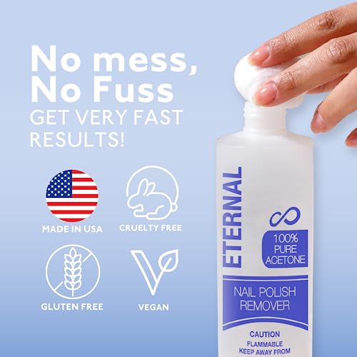 Eternal 100% Pure Acetone Nail Polish Remover for Gel & Acrylics - 8 fl oz