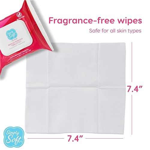Simply Soft Makeup Remover Wipes, 50 Count (2x25) Fragrance-Free