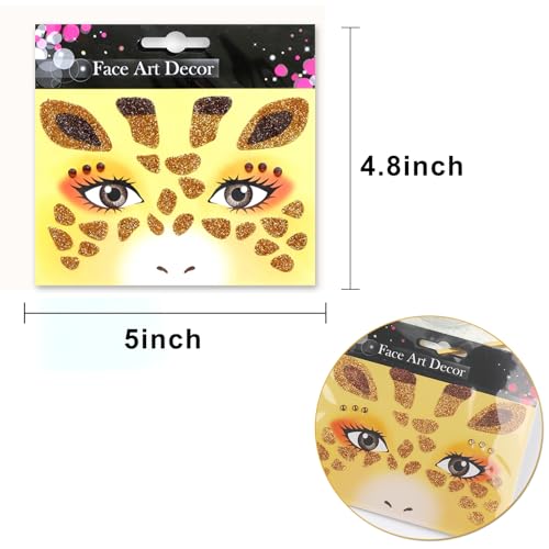 Giraffe Face Glitter Tattoo Stickers - 2 Sheets
