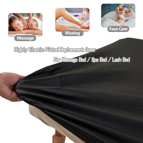 Waterproof Vinyl Massage Table Cover - Fitted Elastic Spa & Lash Bed Protector
