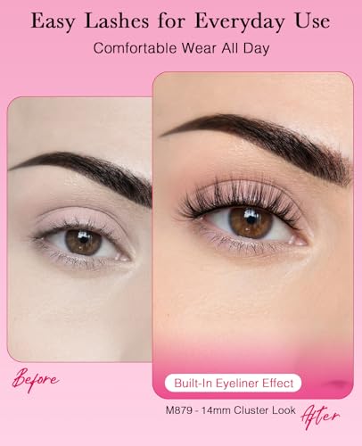 EMEDA Self-Adhesive Eyelashes - 10mm Wispy Cat Eye Lashes, No Glue