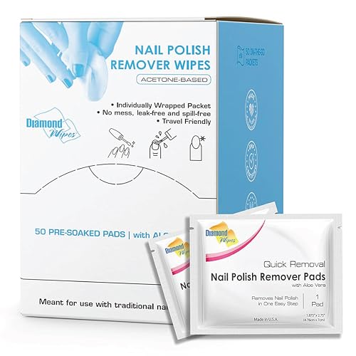 Diamond Wipes Acetone Nail Polish Remover Wipes with Aloe Vera - 50 Count