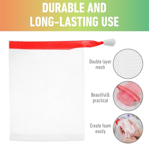 200 Pcs Soap Bag Handmade Bubble Mesh Bags Exfoliating Soap Pouch with Drawstring for Foaming and Drying Soft for Shower Body Facial Cleaning Tool Easy to Bubble and Store