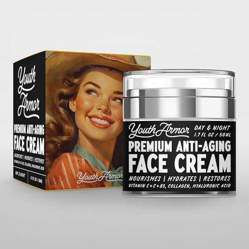 Premium Anti-Aging Face Cream | Nourishes, Hydrates, Restores | Vitamin E + C + B3, Collagen, Hyaluronic Acid | Day & Night | Moisturizer for Dry Skin to Reduce Wrinkles | 1.7 oz