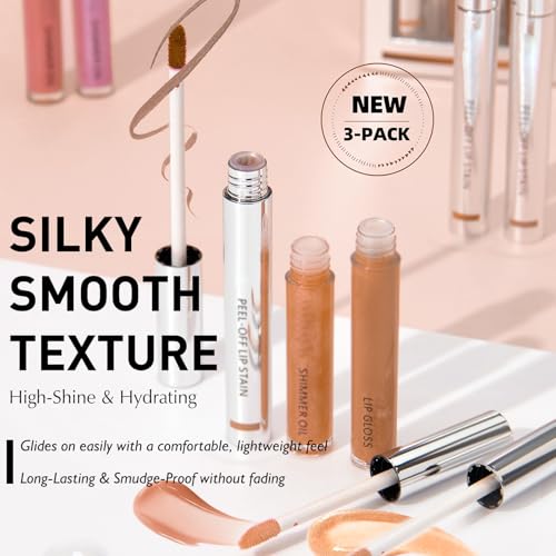 Lip Stain & Gloss Set - Waterproof Peel Off Lip Tint Kit