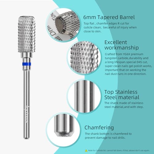Barrel Dust-Proof Nail Drill Bit - D4S Cut, 3/32 Shank, Medium Grit