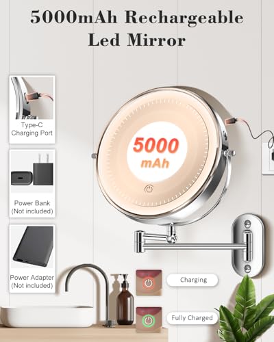9" Wall Mounted Lighted Magnifying Makeup Mirror 30X/1X