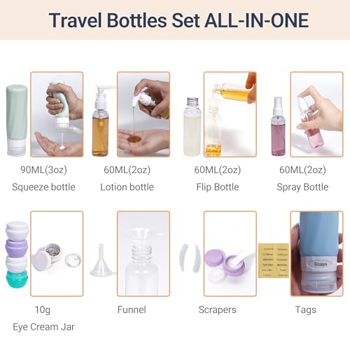 16 Pack TSA Travel Bottles Set – Leak Proof Silicone Containers