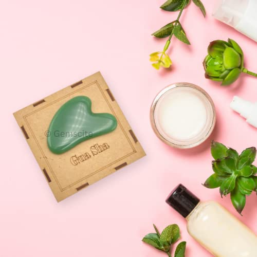 GEMSCITE | Gua Sha Stone | Face Manual Massage Tool Original |Green Jade | Scraping | Heart shaped | for Body Skin Beauty Facial | Face Slimming - Wholesalegemshop