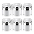 Cositina 6 Pack 0.5oz/15ml Airless Pump Jars,Empty Acrylic Airless Makeup Cosmetic Container with Press Pump,Mini Portable Travel Size Jar With Lid for Thick Moisturizer,Creams,Gel Lotion,White