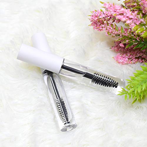 GTHER 10PCS 10ML Empty Mascara Tube Bottles with Eyelash Wand & Rubber Inserts & Funnels Set for Castor Oil/Eyelash Growth Oil, DIY Mascara Cream Container with Cap, Matte White