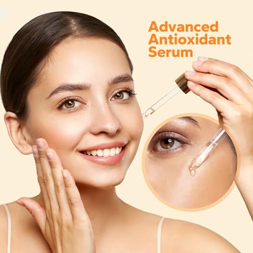 Vitamin C Serum (1 Fl, Oz), Antiaging Facial Essence & Eye Serum with Vitamin C, Hyaluronic Acid, Vitamin E Serums, Radiance Serums, Boosts Skin Collagen