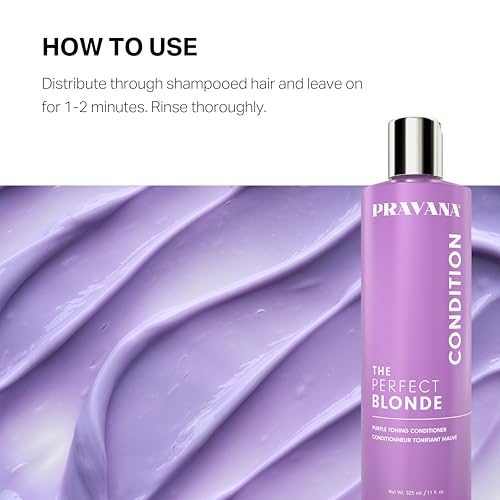 PRAVANA The Perfect Blonde Purple Toning Conditioner | Neutralizes Brassy, Yellow Tones | For Color Treated Hair | Chromasilk Enhances Shine & Protection | Vegan, Cruelty-Free | Paraben & Sulfate Free