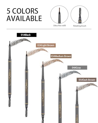 Dark Brown Eyebrow Pencil 12-Pack with Razors & Brush