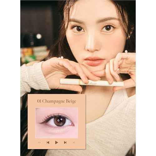 Idol AEGYO-SAL Maker 01 Champagne Beige, 2-in-1 Under-Eye Highlighter and Contour Liner for Bright, Voluminous Eyes, Long-Lasting, Smudge-Proof Shimmer Stick with Natural Glow, Korean Beauty