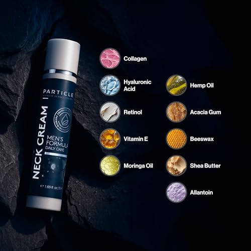 Particle Neck Cream, Daily Skin Care for Men with Collagen, Hyaluronic Acid, Retinol, Vitamin E, Moringa Oil & Shea Butter for Health Skin Support, Hydrating Men¡¯s Body Lotion, 1.7 fl oz