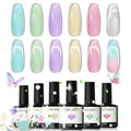 Modelones Gel Nail Polish Set 6 Colors B Jelly Pastel & Cat Eye, Long Lasting