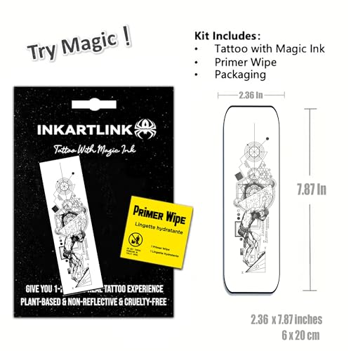 INKARTLINK Temporary Tattoos, Semi Permanent Tattoo Adult Art Design Waterproof Temp Tattoo Stickers Realistic Look, No Adhesive, Lasts 1-2 Weeks (Atlas)