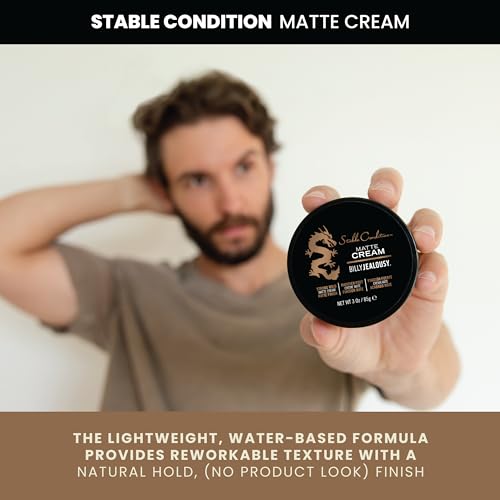 Billy Jealousy Stable Condition Matte Cream for Men with Natural Hold and Matte Finish, Reworkable, Lightweight, Water Based Hair Styling Product, Vanilla & White Musk Scent, 3 Oz.