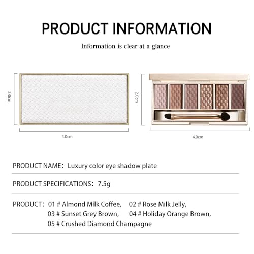Neutral Pink Brown Eyeshadow Palette - 6 Colors with Mirror