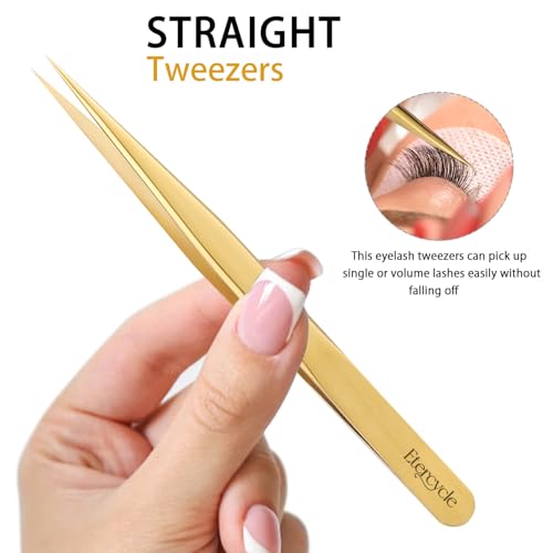 Etercycle Eyelash Extension Tweezers Set - 3 Precision Stainless Steel Tools