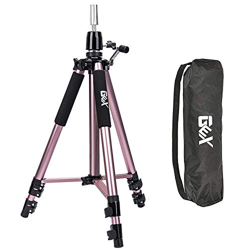 GEX 63" Heavy Duty Mannequin Tripod Stand for Wig Cosmetology Training Practice Doll Manikin Head Tripod Wig Stand With Travel Bag (Rose Gold)